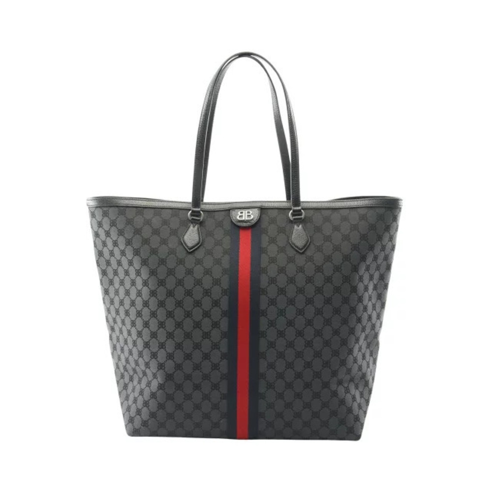 Balenciaga Gucci The Hacker Project Tote Bag Canvas Leather Black Multicolor